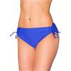 Aquarti Slip Costume Donna con Laccetti - Slip Bikini Donna Regolabile con Arricciatura, Azzurro Fiordaliso, 50