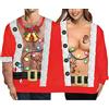 Niceyoeuk Maglia Natalizia Divertente a Due Persone, Maglione Stampato con Motivi Natalizi Gemelli Congiunti per Coppie, Red02., S-M