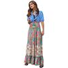 Generisch Gonna casual a vita alta, traspirante, da spiaggia, comoda, gonna lunga da donna, estiva, boho con stampa floreale, elegante, a vita lunga, colorata, elegante, per il tempo libero, lunga, verde, S