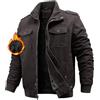 Niwicee Giacca Invernale da Uomo Jacket di Transizione Calda con Interno in Pile Giacca Casual Cerniera Cappotto in Cotone con Tasche Fleece Multiple Giubbotto Giacca da Volo Elegante(Grigio scuro,XXL
