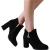 FGUUTYM Stivaletti da donna con tacco, stivali corti, eleganti da donna, alla caviglia, per l'autunno, con chiusura lampo laterale, per il tempo libero, Nero , 37 EU