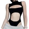 CHILIRIA Hollow Out Outfits Nero Y2k Rave Body Dolcevita Cut Out Body Suit Senza Maniche Club Goth Lingerie Un Pezzo