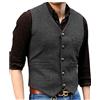 Solovedress Gilet da uomo vintage classico in lana taglio dritto, gilet per abito da sposa, grigio, L