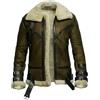 JAKRON Bomber classico da uomo B3 foderato in shearling della seconda guerra mondiale pilota aviatore stile volo, Marrone - Vera Pelle, XL