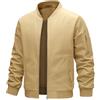heekpek Giacca Uomo Impermeabile Giubbotto Primavera Estate Antivento Casual da Lavoro Giacca Leggera Uomo Bomber Cargo con Tasche con Cerniera,Khaki,M