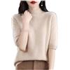 Mnjyihy Maglione Moda Donna Mezza Manica Corta in Lana Merino Basic con Collo A Lupetto Lavorato A Maglia in Cashmere