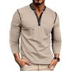 MakingDa Henley Maglia Uomo Manica Lunga Bottoni T Shirt Slim Muscle Fit Classic Vintage Maglietta a Maniche Lunghe Camicia Elasticizzata Leggera Casual Sportive Palestra Kaki L