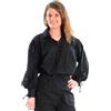 HEMAD Blusa Medievale da Donna con Collo e Lacci - Puro Cotone - Nero XXXL