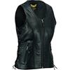 Leatherick Gilet in pelle nero da donna senza maniche in vera pelle di bufalo, gilet/giacca