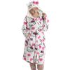 Hello Kitty Accappatoio bianco con cappuccio da donna | Comodo abbigliamento da casa in pile con dettagli rosa e maniche lunghe | Design con personaggi dei cartoni animati