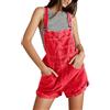 KBOPLEMQ Salopette Donna Jeans Corti Gamba Dritta Denim Tuta Donna Pantaloni Corti Colore Rosso Taglia S