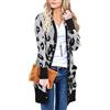 II ININ Cardigan da Donna con Scollo a V Lavorato a Maglia a Maniche Lunghe con Bottoni leopardati e Tasche