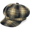 styleBREAKER Cappellino a Palloncino da Donna in Ottica Check, Cappellino a Punta a Scacchi in Stile Vintage, Bakerboy Sliding cap, Newsboy cap 04023077, Colore:Blu Scuro-Marrone-Beige
