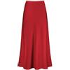 Outoshe - Maxi gonna da donna in raso a vita alta, con elastico nascosto in vita, svasata, Rosso, XX-Large