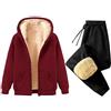 Generico Tuta Donna Invernale Sportiva Pile Completo Calda Felpata Felpa con Zip Cappuccio e Pantaloni Velluto Completo 2 Pezzi Tute da Ginnastica In Pile Vello Foderato Casual Abbigliamento Jogging Invernale