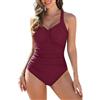 FemiChic Costume da Bagno Donna Intero Costumi per Taglie Forti Contenitivo Curvy Piscina Mare Modellare Controllo della Pancia Monokini Push Up Vintage(Rosso Viola,M)
