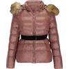 Generic Giacca invernale nera da donna con cappuccio in pelliccia, caldo piumino corto slim fit parka invernale rosa grande