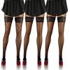 sesto senso 3 Paia Calze Autoreggenti Pizzo con Silicone Modello con Cuori o punti o cucitura 20 DEN Donna Sexy Lingerie Nero 3/4 Mix