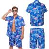 Moerstar Set di camicia hawaiana da uomo, con pantaloncini, casual, fenicottero, floreale, per una vacanza in spiaggia tropicale
