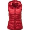 Generic Gilet imbottito da donna con cappuccio, piumino da donna, tinta unita, impermeabile, con cerniera, giacca invernale elegante, casual, trapuntata, morbida e confortevole, da donna, Rosso, L