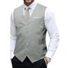 Barry.Wang Gilet da uomo formale con cravatta, set completo per smoking e abito da lavoro, tinta unita, slim fit, per matrimonio, stile occidentale, gilet con scollo a V, Verde e grigio., S