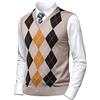 Herothorn Gilet in Maglia da Uomo Argyle Classica con Scollo a V Maglieria Senza Maniche Pullover Maglione Smanicato Canotte Maglioncino Autunno Inverno