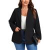 Kyzoeyou XL-5XL Plus Size Giacca a maniche lunghe da donna Business Smart Outerwear da donna casual con risvolto tacca giacche vestibilità ampia con tasche con bottoni, B-nero, 3XL (plus)