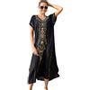 L-Peach Homewear Manica Corta Morbida Camicia da Notte da Donna Maxi Kaftan Oversize Copricostume da Spiaggia
