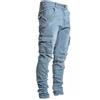 Cicilin Pantaloni da uomo casual jeans multitasche cargo da combattimento vestibilità regolare jeans da lavoro elasticizzati, Azzurro, XXL