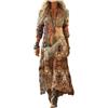 Mfhmom Vestito Donna Estivo Lungo Casual Elegante Abito Boho Chic Manica a Tre Quarti Scollo a V Vintage per Mare Vacanza Serata Invitata Matrimonio Svasato Traspirante Comodo