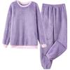 Celanisai Pigiama da donna, lungo, caldo, in pile polare, set da pigiama invernale, a maniche lunghe, 2 pezzi, maglione e pantaloni da pigiama, morbido e confortevole, O viola, M