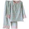 PRINCESS BRIDE Pigiama da donna in cotone con maniche a nove quarti e pantaloni corti cinese con bottone a rana tradizionale Hanfu Pjs, Blu lago, L