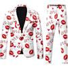 Generisch Vestito da uomo per San Valentino, 2 pezzi, elegante blazer giacca e pantaloni, abito da uomo, divertente, amore, cuore, slim fit, da sposa, da uomo, per feste, per il tempo libero, bianco