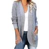 Generic Cardigan a cascata taglie forti, cardigan a maglia grossa da donna a maniche lunghe cardigan aperto sul davanti capispalla di media lunghezza maglioni a tinta unita con tasche cardigan caldo inverno