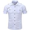 MISSMAO Uomo Camicia Militare Esterna a Maniche Corte Camicia Basic Slim Fi Casual, Stile Semplice Camicia da Taschino Casual da Uomo White L