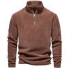 PADOLA Pullover Felpa in Pile da Uomo Maglione Invernale da Uomo con Cerniera a 1/4 Felpa Senza Cappuccio con Manica Lunga Dolcevita Maglione Lavoro Cardigan(Marrone,S)