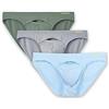 BIATWOWR Slip sexy da uomo con apertura frontale a sacchetto rigonfiamento a vita bassa elastico morbido confortevole biancheria intima maschile, Confezione da 3: multicolore 02, L