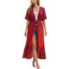 L-Peach Donna Boho Kimono Camicia da Notte Lunga Camicia da Notte Oversize Loungewear Accappatoi da Spiaggia Copricostume Abito Sarong Pareo