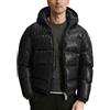 Generisch Piumino da uomo spesso lucido con colletto alto, cappotto invernale, giacca con cappuccio, piumino, Nero , L