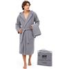 RETIEF Set Accappatoio Microfibra Cappuccio e Telo Palestra Unisex(Grigio, S/M)