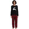 GLOBAL Pigiama Donna 100% Cotone, Maglia Jersey e Pantalone Flanella | Girocollo, pantalone flanella con tasche, vita elastica con cordoncino. Morbido, caldo, confortevole, abbinabile modello uomo