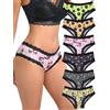 Morvia - Confezione da 6 pezzi di biancheria intima da donna gotica, sexy, con stampa di teschi e rose di Halloween, in pizzo a contrasto, hipster, X-Large