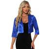 Allegra K Donna Cardigan in Raso per Giacca con Coprispalle Bolero Elegante Formale con Maniche A 3/4 Aperta sul Davanti Blu L