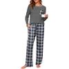 Namatime Pigiama lungo da donna, in cotone, con stampa loungewear in due pezzi, a maniche lunghe, con tasche, per autunno e inverno