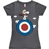 Logoshirt®️ Peanuts I Snoopy I Pilota I Target I Maglietta I T-Shirt Stampate I Donna I Grigio Scuro I Design Originale su Licenza I Taglia S