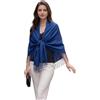 LA FERANI Sciarpa da Donna in Cashmere per Autunno Inverno 185 x 65 - Bianco Nero Pashmina Elegante di Lana Tinta Unita, Blu