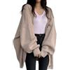 NESTMANY - Cardigan da donna vintage, stile loose, a maniche lunghe, oversize, streetwear coreano, aperto sul davanti, stile Y2K, cappotto, Beige, Taglia unica