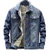 Generic Giacca di jeans da uomo foderata in pile Sherpa giacche di jeans a maniche lunghe con bottoni cappotti invernali casual ispessiti vestiti capispalla, XXL