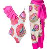 Morbuy Costume Intero Donna Scollo a V Costume da Bagno Donna 1 Pezzo + 1 Pezzo Cover UP Costume da Bagno in Due Pezzi Push Up Curvy Beachwear Costumi da Bagni Estate Bikini Set