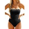 Holipick Costume da Bagno Senza Spalline da Donna | Fascia elegante, arricciata sul davanti, copertura completa, cuscinetti push-up, spallacci rimovibili